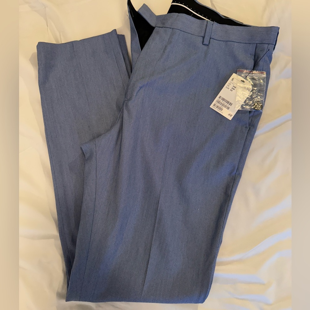 H&M dress pants, light blue, size 34R, new with tags